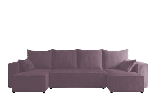 4ALL HOME Ecksofa mit Schlaffunktion Tobi U 316x145 cm - Couch - Sofa mit Bettkasten - Eckcouch - L-Form - Schlafsofa - Schlafsofa mit Bettkasten (Poso 130 Lavender) von 4ALL HOME