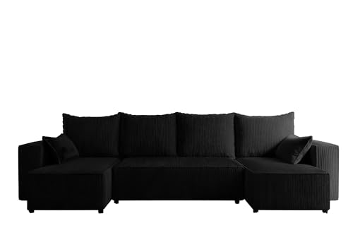 4ALL HOME Ecksofa mit Schlaffunktion Tobi U 316x145 cm - Couch - Sofa mit Bettkasten - Eckcouch - L-Form - Schlafsofa - Schlafsofa mit Bettkasten (Poso 34 Graphit) von 4ALL HOME