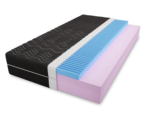 4ALL HOME Matratze M3 H3 – Schaumstoffmatratze mit profiliertem Komfortschaum - Ergonomisch - Atmungsaktiv - Hypoallergen - Abnehmbarer Bezug - Wendbar (Bezug: Schwarz, 160x200cm) von 4ALL HOME