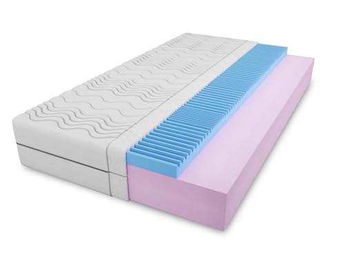 4ALL HOME Matratze M3 H3 – Schaumstoffmatratze mit profiliertem Komfortschaum - Ergonomisch - Atmungsaktiv - Hypoallergen - Abnehmbarer Bezug - Wendbar (Bezug: Weiß, 140x200cm) von 4ALL HOME