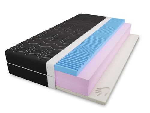 4ALL HOME Matratze M5 H3 – Visco Memoryschaum - Komfortschaum & Kaltschaum – 3-Schicht Matratze mit waschbarem Bezug – Orthopädisch - Beidseitig nutzbar - Atmungsaktiv (Bezug: Schwarz, 80x200cm) von 4ALL HOME