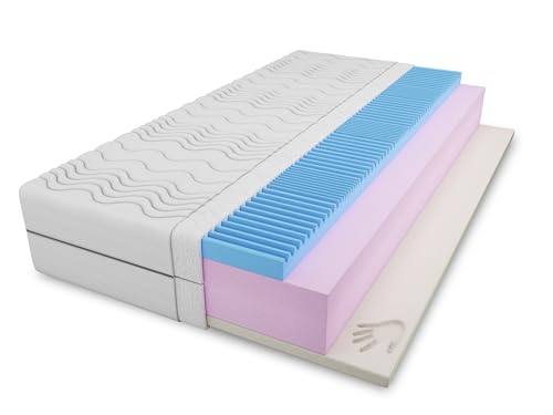 4ALL HOME Matratze M5 H3 – Visco Memoryschaum - Komfortschaum & Kaltschaum – 3-Schicht Matratze mit waschbarem Bezug – Orthopädisch - Beidseitig nutzbar - Atmungsaktiv (Bezug: Weiß, 80x200cm) von 4ALL HOME