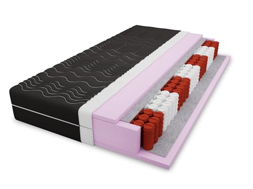 4ALL HOME Taschenfederkernmatratze Pocket M9 – H3 – Orthopädischer Schlafkomfort – Punktelastische Anpassung – Antiallergisch – Atmungsaktiv – Waschbarer Bezug (Bezug: Schwarz, 100x200cm) von 4ALL HOME