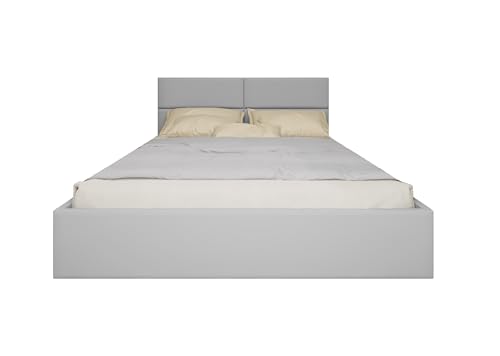 Polsterbett Maka 140/160/180x200 cm mit Bettkasten und Lattenrost – Designerbett – Komfortbett mit Stauraum – Mettalrahmen mit Gasdruckfedern – Gepolstertes Bett (Velo 633 Hellgrau, 160x200cm) von 4ALL HOME