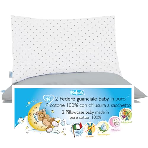 4BABIES-Kissenbezüg 40x60 Kinder - 2er Set Kopfkissenbezug mit Beutelverschluss 100% Reiner Baumwolle -Made in Italy- ÖEKO-TEX Zertifiziert - Graue Tupfen 4BABIES-Kissenbezüg 40x60 Kinder - 2er Set Kopfkissenbezug mit Beutelverschluss 100% Reiner Baumwolle -Made in Italy- ÖEKO-TEX Zertifiziert - Graue Tupfen von 4BABIES