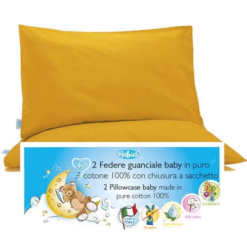 4BABIES-Kissenbezüg 50x30 Kinder - 2er Set Kopfkissenbezug mit Beutelverschluss 100% Reiner Baumwolle -Made in Italy- ÖEKO-TEX Zertifiziert - GELB 4BABIES-Kissenbezüg 50x30 Kinder - 2er Set Kopfkissenbezug mit Beutelverschluss 100% Reiner Baumwolle -Made in Italy- ÖEKO-TEX Zertifiziert - GELB von 4BABIES
