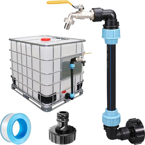 IBC Schwanenhals 3/4" Auslaufhahn, S60x6 Wasserhahn Absperrhahn für das Bequeme Befüllen der Gießkanne, IBC Adapter IBC Tank Zubehör 3/4 Zoll für Regenwassertank Wasserfaß Regenfass IBC-Container von 4BAOHUI