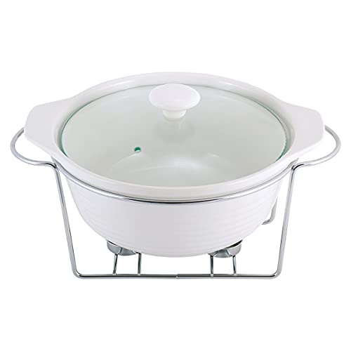 4BIG.fun 2,3 L Keramik Speisenwärmer Wärmebehälter Chafing-Dish Teelicht Warmhaltegerät Warmhaltebehälter von 4BIG.fun