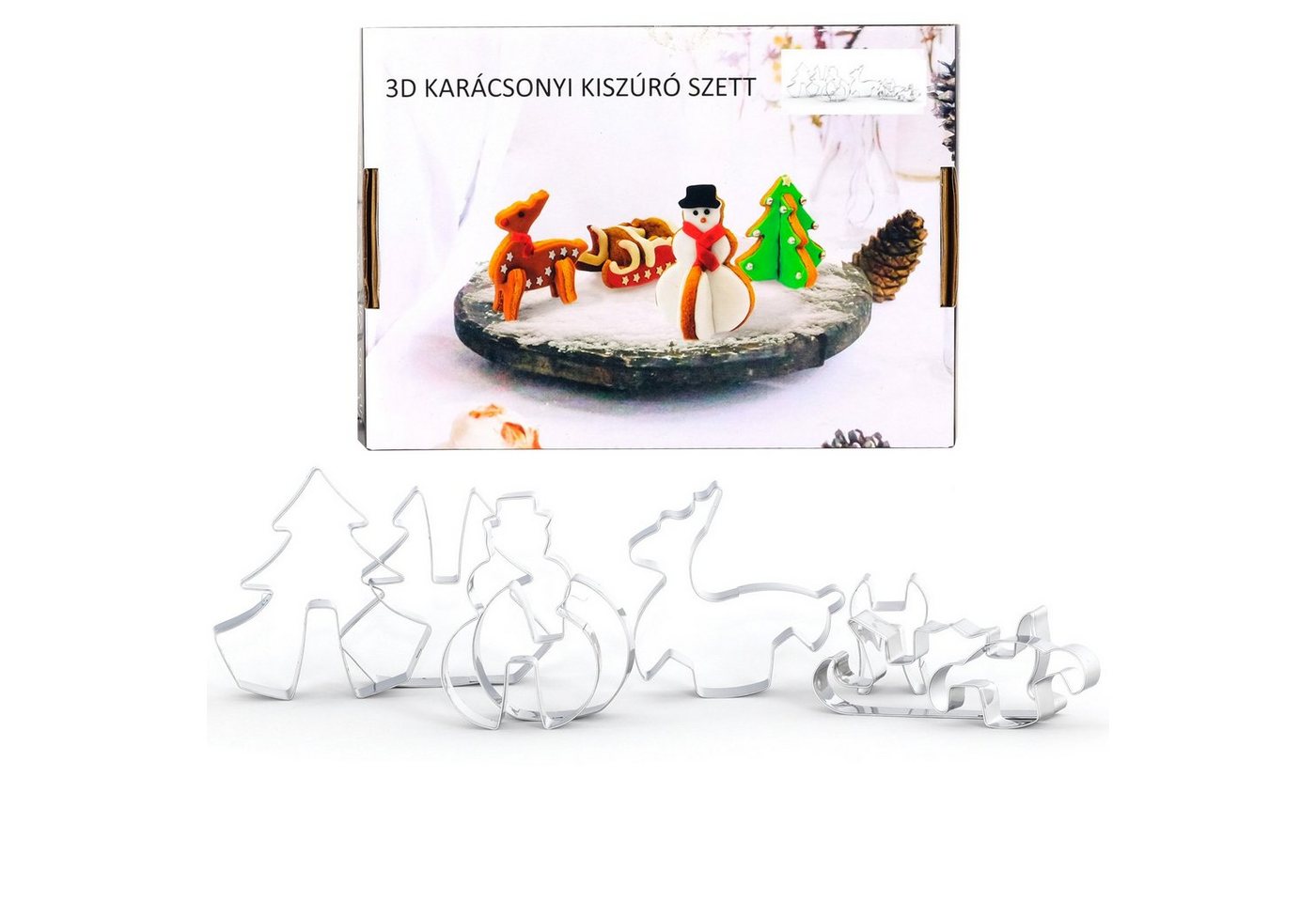 4BIG.fun Backform 3D Plätzchen Ausstechformen Weihnachten Edelstahl, (8-teiliges 3D-Weihnachts-Ausstecherset) von 4BIG.fun