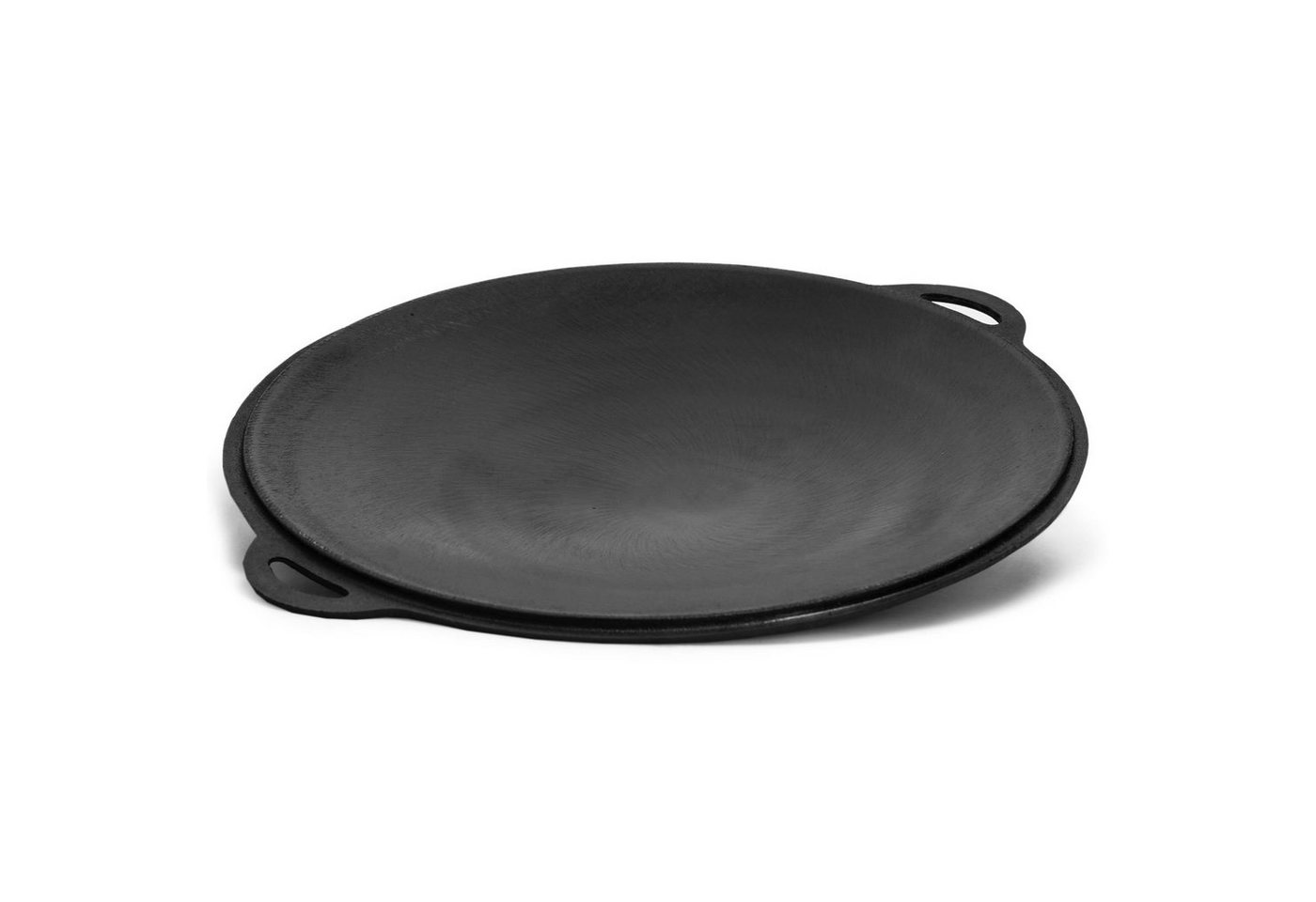 4BIG.fun Bratpfanne Ø37cm Gusseisenpfanne Grillpfanne Sac-Pfanne rund, (Dutch Oven Grillplatte Feuerschale mit Griffen Gusseisene Plancha Pfanne Lagerfeuer BBQ Kugelgrill Holzkohlegrill) von 4BIG.fun