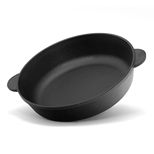 4BIG.fun Gusseisenpfanne 28 cm Bräter Cocotte Schmortopf aus Gusseisen zwei Griffe Servierpfanne Induktion Bratpfanne, Schmorpfanne für Gasgrill, Backofen, Feuerstelle, alle Herdarten von 4BIG.fun