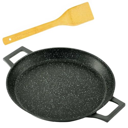 4BIG.fun Paellapfanne 32 cm Induktion Paella-Pfanne für 4-5 Personen Bratpfanne Paella inkl. Pfannenwender Servierpfanne von 4BIG.fun