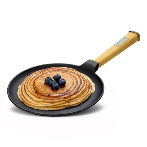 4BIG.fun Pfannkuchenpfanne Ø24cm | Gusseisen-Pfanne für Crêpes/Pfannkuchen | Omlettpfanne Blinipfanne | Crêpes-Bratpfanne | Crepe Pfanne für alle Herdarten inkl. Induktion von 4BIG.fun