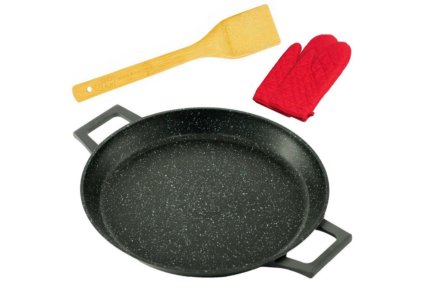 4BIG.fun Servierpfanne Paella-Pfanne Ø40 cm Servierpfanne Induktion, (Paella-Pfanne mit Pfannenwender und Handschuhe), Induktion von 4BIG.fun