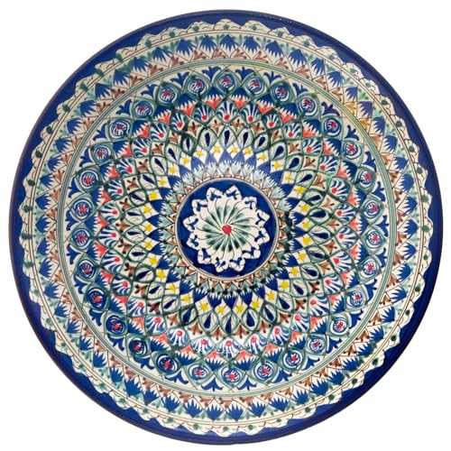 4BIG.fun Usbekische Lagan Ø30 cm Oriental Ljagan Ляган Schale aus Rischtan Keramik handarbeit Glasur Plate Handgemalt Teller Hand-Painted Handgefertigt Earthenware Usbekisch von 4BIG.fun