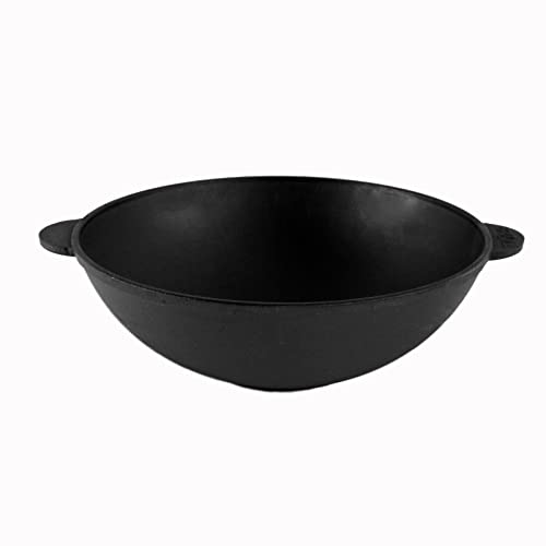 4BIG.fun Wokpfanne 3,7 L Gusspfanne - Asia Wok Ø28cm Gusseisen, Bratpfanne Wok aus Gusseisen, Schmortopf Induktion Wok-Pfanne - Kazan Grill Pow-Wok induktionsgeeignet von 4BIG.fun