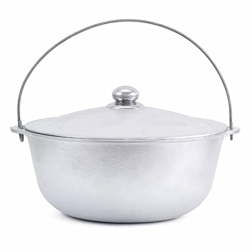 Aluminium Kasan 6 L, Kazan aus Aluguss Tatarski - Kessel Asien Topf Tatarskij mit Bügel und Deckel - Touristischer Schmortopf, Aluminiumkessel WOK mit Griff von 4BIG.fun