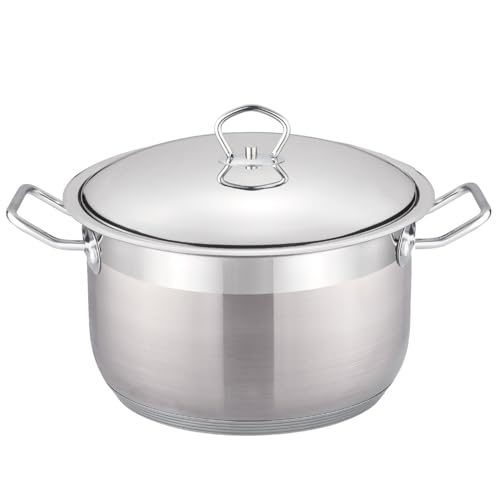 Kochtopf Ø34 cm aus Edelstahl mit Deckel 15 L Induktion Topf Antihaft Fleischtopf Suppentopf Induktionstopf Gulaschkessel Universaltopf von 4BIG.fun