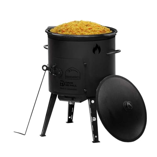 Ø49cm Uchag 2mm stahl Utschak Feuerstelle Utschag Campingofen 22L Kazan Kasan (flacher boden) Feldküche Außenküche Eintopfofen von 4BIG.fun