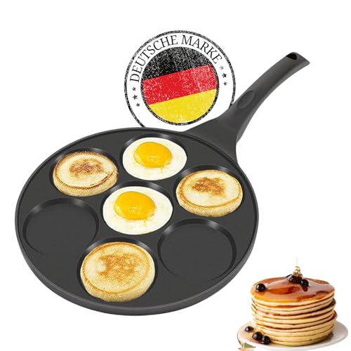 4BIG.fun Pancakes Pfanne Ø26cm Augenpfanne Beschichtung Induktion Frying Pan 7-Lochpfanne Pfannkuchen Oladji Aluguss Bratpfanne Eierpfanne Mini Pfannkuchen Spiegeleier Blinis Poffertjes von 4BIG.fun