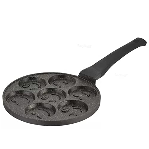 Pancakes Pfanne Ø26cm | Augenpfanne Beschichtung Induktion Frying Pan | 7-Lochpfanne Motiv Smiley Pfannkuchen Oladji Aluguss Bratpfanne | Eierpfanne Mini Pfannkuchen Spiegeleier Blinis Poffertjes von 4BIG.fun