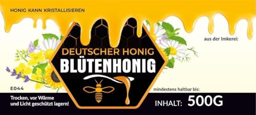 4Bee Etiketten für Blütenhonig Einmachglas-Etikett 100 Stück / 1 Pack - Maß: 116x50mm - Imkerei - Selbstgemachte Honige - Natürliche Lebensmittel - Landwirtschaftliche Produkte 4Bee Etiketten für Blütenhonig Einmachglas-Etikett 100 Stück / 1 Pack - Maß: 116x50mm - Imkerei - Selbstgemachte Honige - Natürliche Lebensmittel - Landwirtschaftliche Produkte von 4Bee