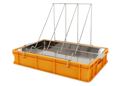 4Bee - W3233 Entdeckelungsgeschirr- mit Tropfsieb aus Edelstahl - Höhe - 10 cm - mit Sieb und Halter - 41x61x10 cm - Ideal für Kleine Imkereien - 2 Jahre Garantie von 4Bee