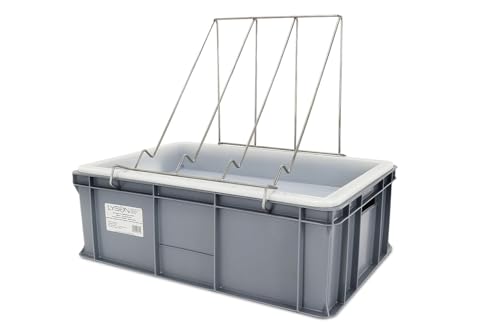 4Bee - W3233 Entdeckelungsgeschirr- mit Tropfsieb aus Kunststoff - Höhe - 20 cm - mit Sieb und Halter - 41x61x10 cm - Ideal für Kleine Imkereien - 2 Jahre Garantie von 4Bee