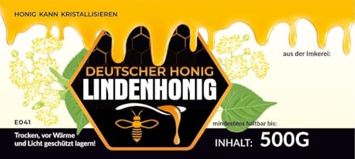 Etiketten für Lindenhonig Einmachglas - Etikett 100 Stück / 1 Pack - Maß: 116x50mm - Imkerei - Selbstgemachte Honige - Natürliche Lebensmittel - Landwirtschaftliche Produkte Etiketten für Lindenhonig Einmachglas - Etikett 100 Stück / 1 Pack - Maß: 116x50mm - Imkerei - Selbstgemachte Honige - Natürliche Lebensmittel - Landwirtschaftliche Produkte von 4Bee