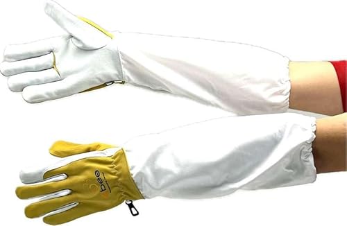 Imker Lederhandschuhe 4BEE mit Schutzärmeln – weiches Leder, lange Ärmel bis Ellenbogen, komfortabel & robust – Größe XL von 4Bee