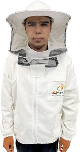 Imkerjacke 4BEE - Imkeranzug -mit Atmungsnetz - Atmungsaktiv - Imkerei - Bienen - Insekten - Schutzkleidung mit Abnehmbarem Hut -Schutzbekleidung für Imker - Größe M von 4Bee