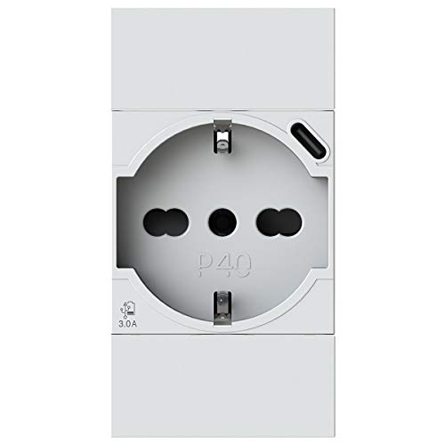 P40 USB3.0 Schuko-Steckdose Typ P40 mit integriertem 3 Ampere USB-Netzteil Typ C kompatibel mit Bticino Living Now weiß P40 USB3.0 Schuko-Steckdose Typ P40 mit integriertem 3 Ampere USB-Netzteil Typ C kompatibel mit Bticino Living Now weiß von 4Box
