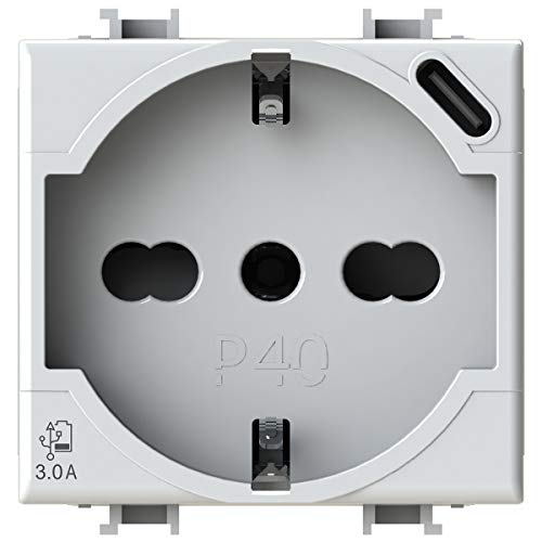 P40 USB3.0 Schuko-Steckdose Typ P40 mit integriertem 3 Ampere USB-Netzteil Typ C kompatibel mit Bticino Matix weiß P40 USB3.0 Schuko-Steckdose Typ P40 mit integriertem 3 Ampere USB-Netzteil Typ C kompatibel mit Bticino Matix weiß von 4Box