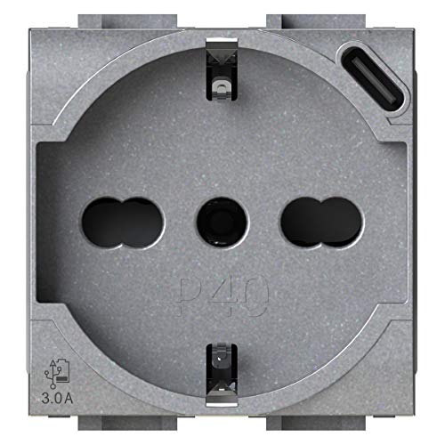 P40 USB3.0 Schuko-Steckdose Typ P40 mit integriertem 3 Ampere USB-Netzteil mit Typ-C kompatibel Bticino LivingLight Tech P40 USB3.0 Schuko-Steckdose Typ P40 mit integriertem 3 Ampere USB-Netzteil mit Typ-C kompatibel Bticino LivingLight Tech von 4Box