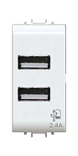 Stecker USB 2.4 A 2 Ausgänge auf einzelnes Modul kompatibel mit gewiss Chorus Weiß Stecker USB 2.4 A 2 Ausgänge auf einzelnes Modul kompatibel mit gewiss Chorus Weiß von 4Box