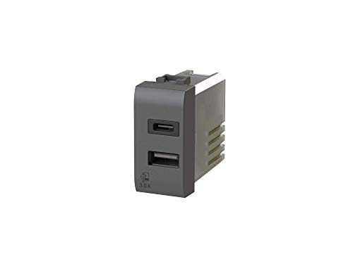 USB3.0 Netzteil für Bticino LivingLight anthrazit 3 Ampere 2 Ausgänge auf Einzelmodul Typ A und Typ C USB3.0 Netzteil für Bticino LivingLight anthrazit 3 Ampere 2 Ausgänge auf Einzelmodul Typ A und Typ C von 4Box