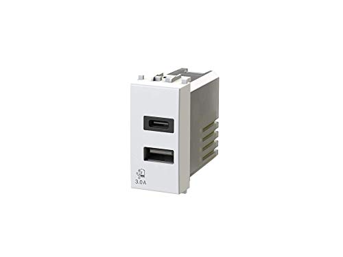 USB3.0 USB Netzteil 3 Ampere 2 Ausgänge auf Einzelmodul Typ A und Typ C kompatibel mit Vimar Arké weiß USB3.0 USB Netzteil 3 Ampere 2 Ausgänge auf Einzelmodul Typ A und Typ C kompatibel mit Vimar Arké weiß von 4Box