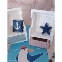 Deko Strandkorb Maritime Dekokidee Aus Hochwertiger Reliefgießmasse Handgemacht von 4Dahoim