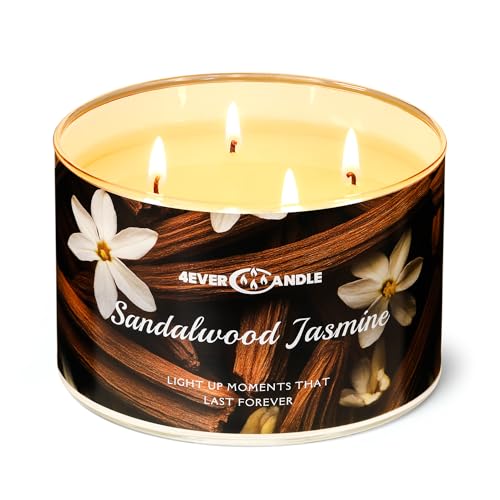 4EVER CANDLE 4-Wick Duftkerzen-18oz Soja Wachs Mischung Kerze über 50Hrs lang anhaltenden Duft, Home Decor und Housewarming Geschenke, Sandelholz Jasmin 4EVER CANDLE 4-Wick Duftkerzen-18oz Soja Wachs Mischung Kerze über 50Hrs lang anhaltenden Duft, Home Decor und Housewarming Geschenke, Sandelholz Jasmin von 4EVER CANDLE