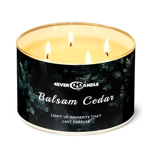 4EVER CANDLE Duftkerzen-18oz Soja Kerzen 4-Wick große Glas Kerze für zu Hause über 50 Stunden Brennzeit Ideal für Geschenke, Veranstaltungen, Home Decor Balsam Zedernholz 4EVER CANDLE Duftkerzen-18oz Soja Kerzen 4-Wick große Glas Kerze für zu Hause über 50 Stunden Brennzeit Ideal für Geschenke, Veranstaltungen, Home Decor Balsam Zedernholz von 4EVER CANDLE