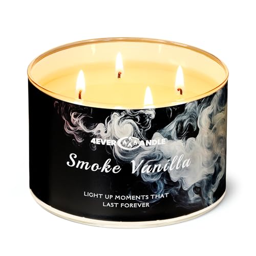 4EVER CANDLE Duftkerzen-18oz Soja Kerzen 4-Wick große Glas Kerze für zu Hause über 50 Stunden Brennzeit Ideal für Geschenke, Veranstaltungen, Home Decor Rauch Vanille 4EVER CANDLE Duftkerzen-18oz Soja Kerzen 4-Wick große Glas Kerze für zu Hause über 50 Stunden Brennzeit Ideal für Geschenke, Veranstaltungen, Home Decor Rauch Vanille von 4EVER CANDLE