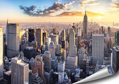 4FINO City Poster, New York - Manhattan, NYC Skyline, USA, Bilder Foto Kunstdruck Wandbild Moderne Wand Dekoration Wohnzimmer Schlafzimmer Küche (New York I., 70 cm x 50 cm, ohne Rahmen) von 4FINO
