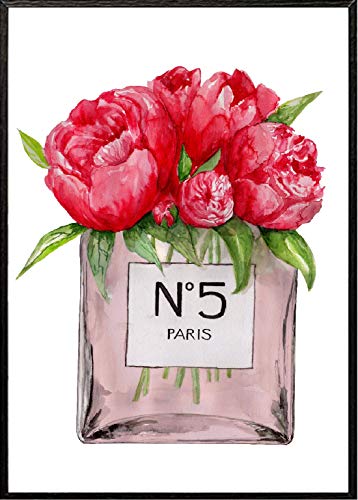 4Good Epictures Din A3No. 5 Parfümflasche mit Blumen Handgemalt Wandbild für Wohnzimmer | Bild fürs Schlafzimmer oder den Flur NWBE3-A3 von 4Good