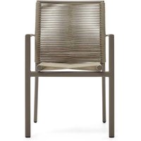 Gartenstühle Kordel Aluminium in Braun Beige Armlehnen (4er Set) von 4Home