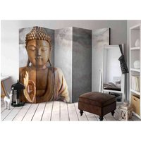 5 teiliger Paravent mit Buddha hell Grau und Braun von 4Home