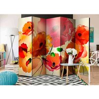 5-teiliger Paravent mit Mohnblumen in Orange und Rot modern von 4Home