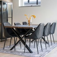 6 Personen Essgruppe Stühle Schwarz Tisch Eiche Rauchfarben (siebenteilig) von 4Home
