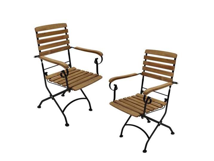 Balkon Klappsessel aus Teak Massivholz Stahl (2er Set) von 4Home