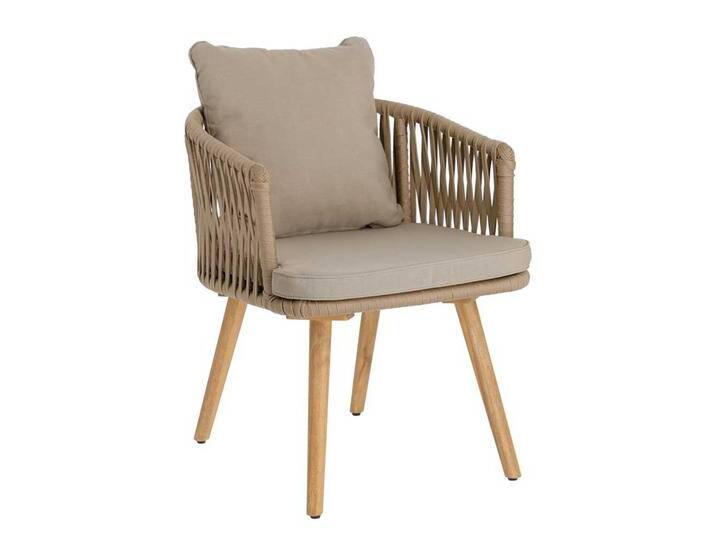 Balkonstuhl Set in Beige Gestell aus Massivholz (2er Set) von 4Home