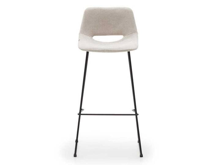 Bar Hochhocker in Beige und Schwarz gepolsterter Rückenlehne (2er Set) von 4Home